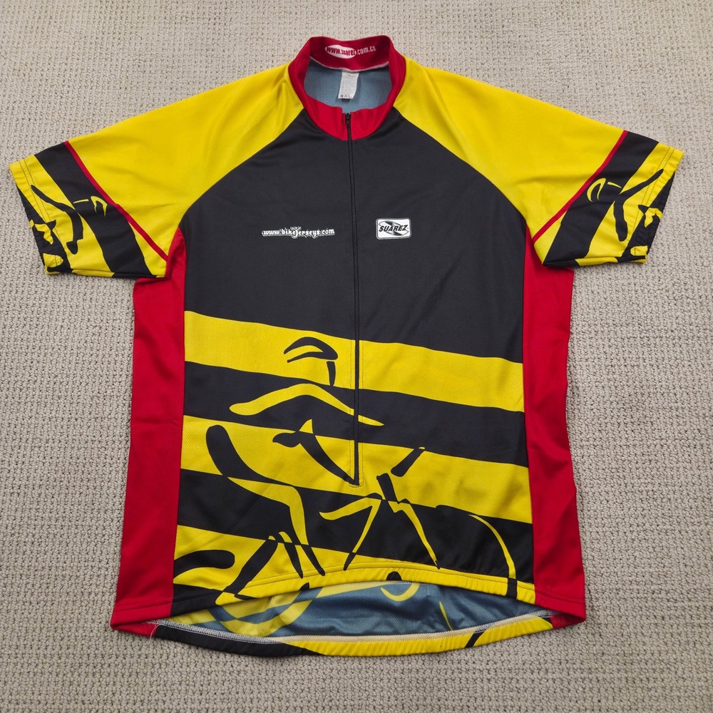 Suarez Cycling Short Sleeve 3/4‎ Zip Aero Fit Jersey Shirt Yellow Black Mens XL